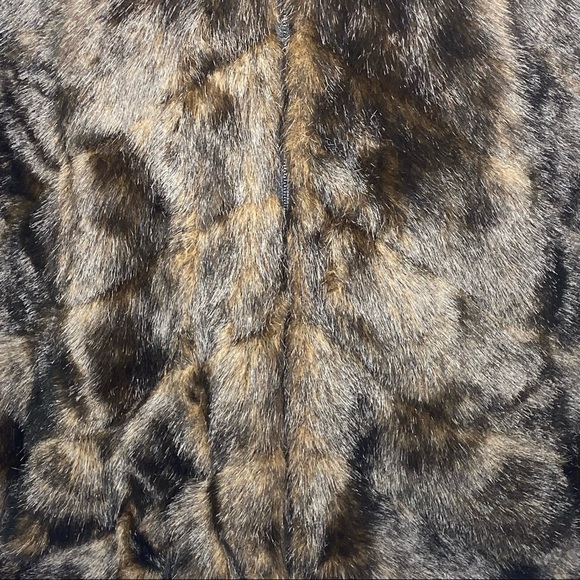 Alpine Studio Women's Faux Fur Knit Sleeves Winter Coat L Brown Full Zip Pockets - Picture 3 of 11